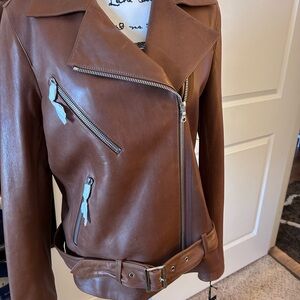 W by Worth Brown Leather Jacket